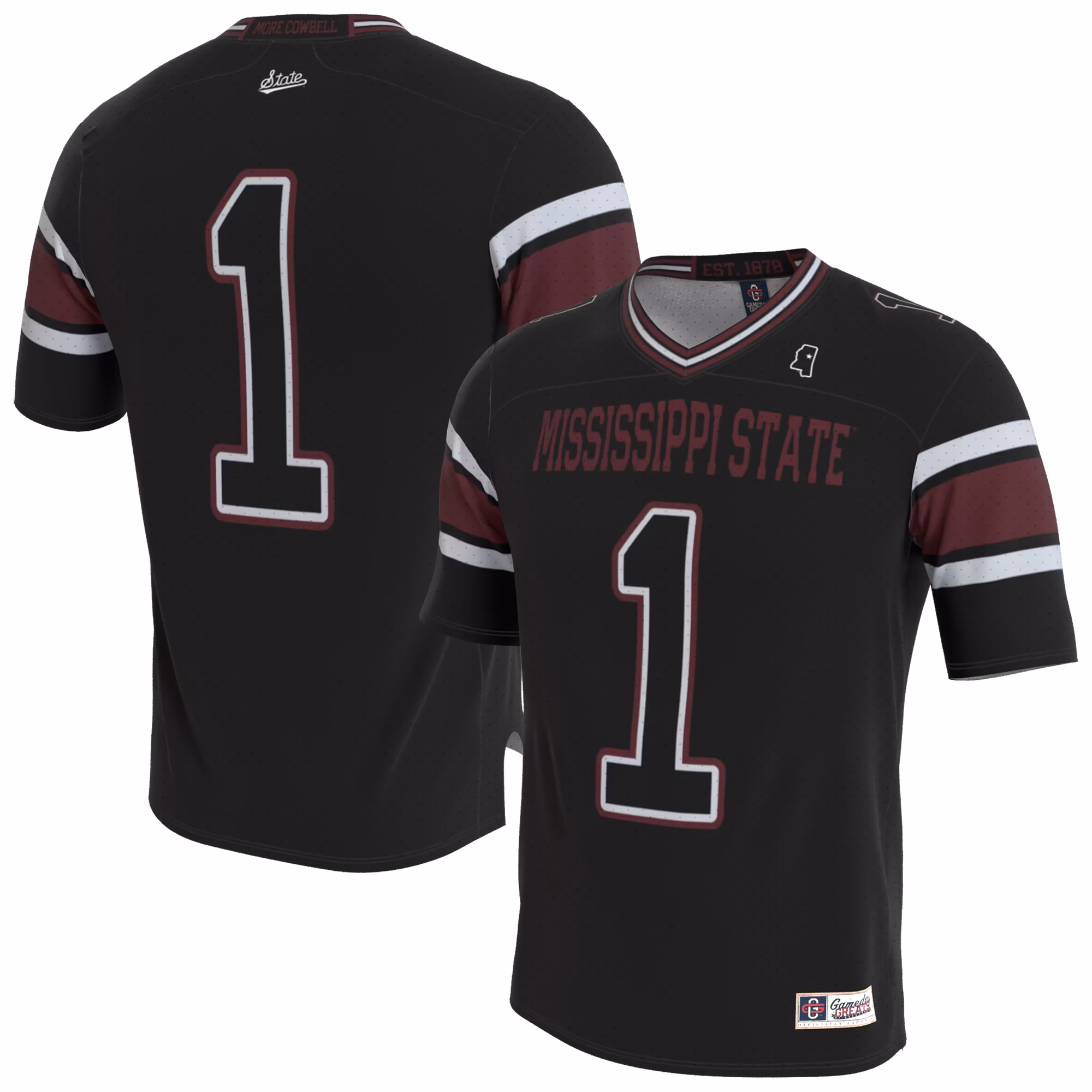 Youth GameDay Greats Black Mississippi State Bulldogs Lightweight Collegiate Football Blackout Fashion Jersey - Ujersey