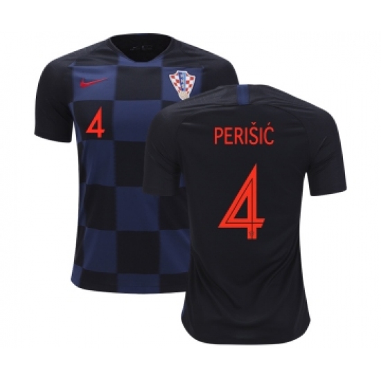 Croatia #4 Perisic Away Kid Soccer Country Jersey