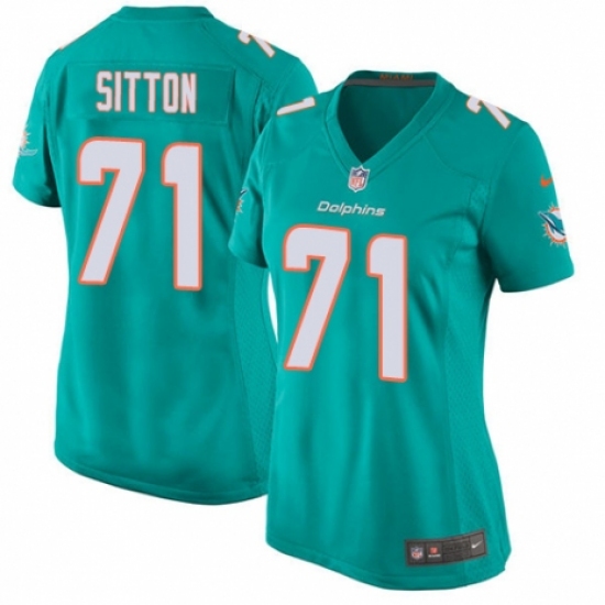 Women's Nike Miami Dolphins #71 Josh Sitton Game Aqua Green Team Color NFL Jersey - Ujersey