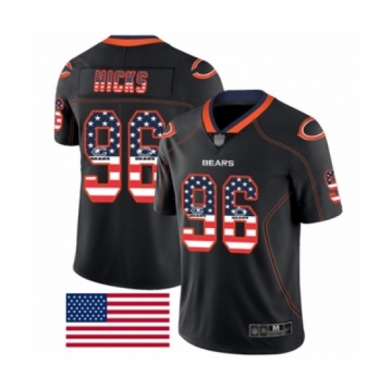 Men's Chicago Bears #96 Akiem Hicks Limited Black Rush USA Flag Football Jersey - Ujersey