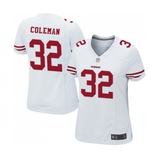 Women's San Francisco 49ers #32 Tevin Coleman Game White Football Jersey - Ujersey
