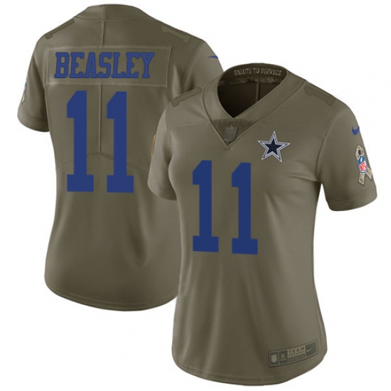 Women's Nike Dallas Cowboys #11 Cole Beasley Limited Olive 2017 Salute to Service NFL Jersey - Ujersey