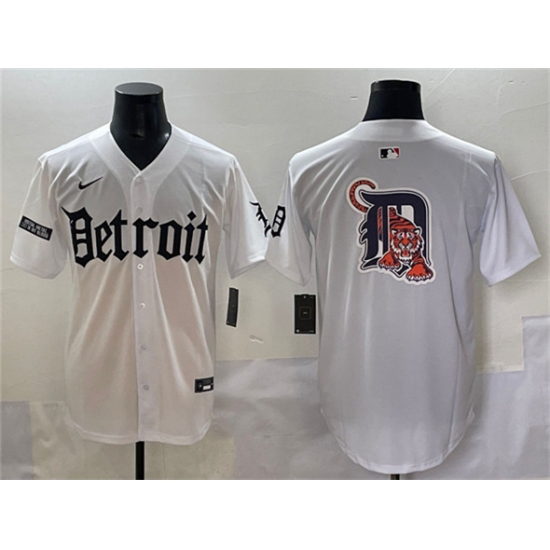 Men's Detroit Tigers Team Big Logo White 'Motor Gothic Edition' Vapor Premier Limited Stitched Baseball Jersey - Ujersey
