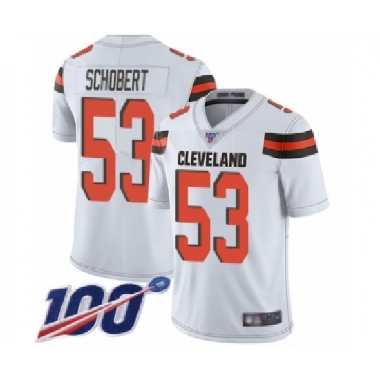 Men's Cleveland Browns #53 Joe Schobert White Vapor Untouchable Limited Player 100th Season Football Jersey - Ujersey