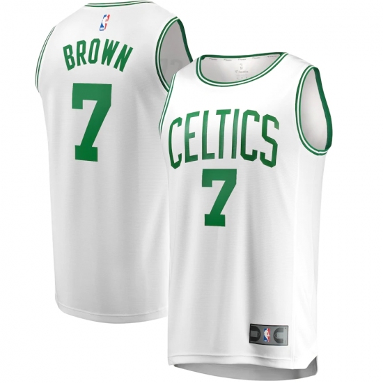 Men's Boston Celtics #7 Jaylen Brown Fanatics Branded White 2020-21 Fast Break Replica Jersey - Ujersey