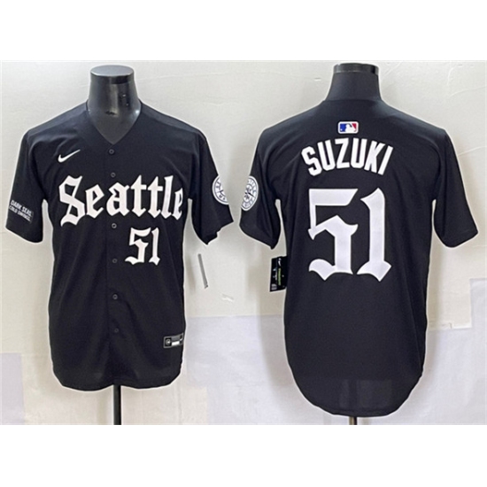 Men's Seattle Mariners #51 Ichiro Suzuki Black 'Deep Sea Gothic Edition' Vapor Premier Limited Stitched Baseball Jersey - Ujersey