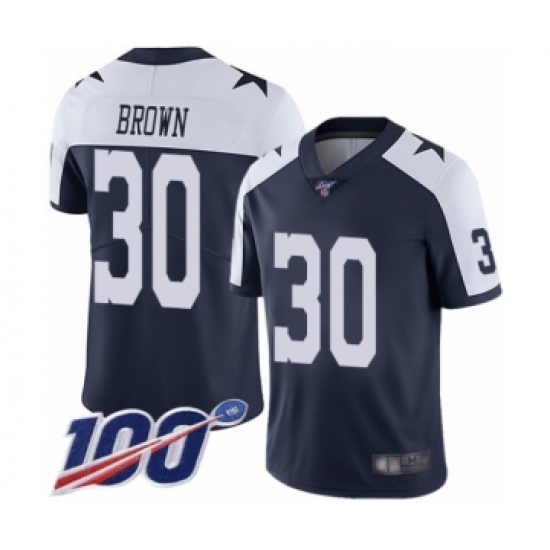 Men's Dallas Cowboys #30 Anthony Brown Navy Blue Throwback Alternate Vapor Untouchable Limited Player 100th Season Football Jersey - Ujersey