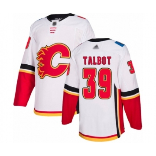 Men's Calgary Flames #39 Cam Talbot Authentic White Away Hockey Jersey - Ujersey