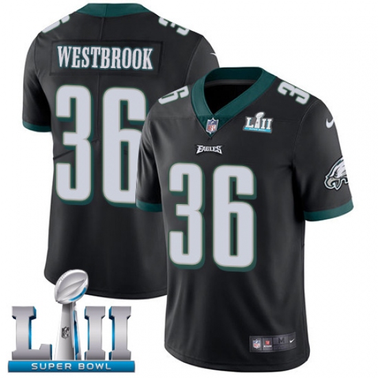 Men's Nike Philadelphia Eagles #36 Brian Westbrook Black Alternate Vapor Untouchable Limited Player Super Bowl LII NFL Jersey - Ujersey