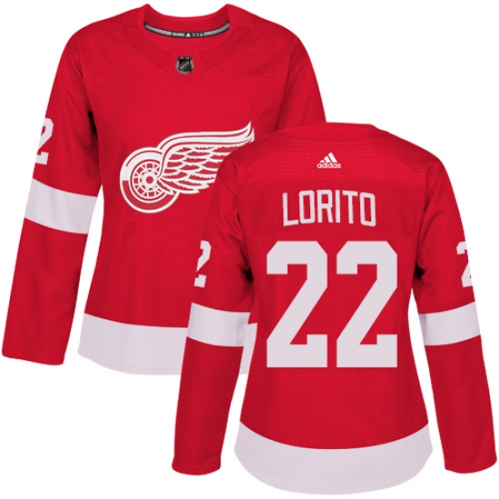 Women's Adidas Detroit Red Wings #22 Matthew Lorito Premier Red Home NHL Jersey - Ujersey