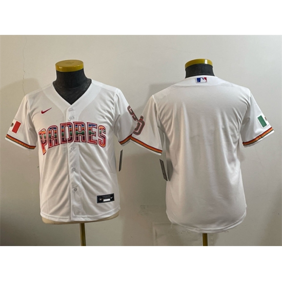 Youth San Diego Padres Blank White Mexico Cool Base Stitched Baseball Jersey - Ujersey