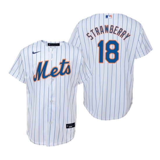 Men's Nike New York Mets #18 Darryl Strawberry White Home Stitched Baseball Jersey - Ujersey