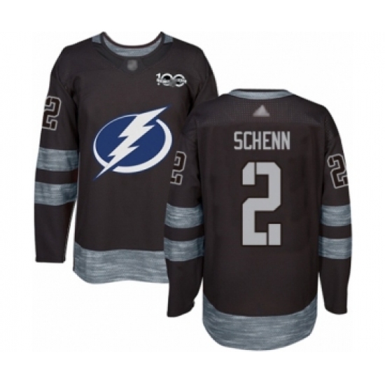 Men's Tampa Bay Lightning #2 Luke Schenn Authentic Black 1917-2017 100th Anniversary Hockey Jersey - Ujersey