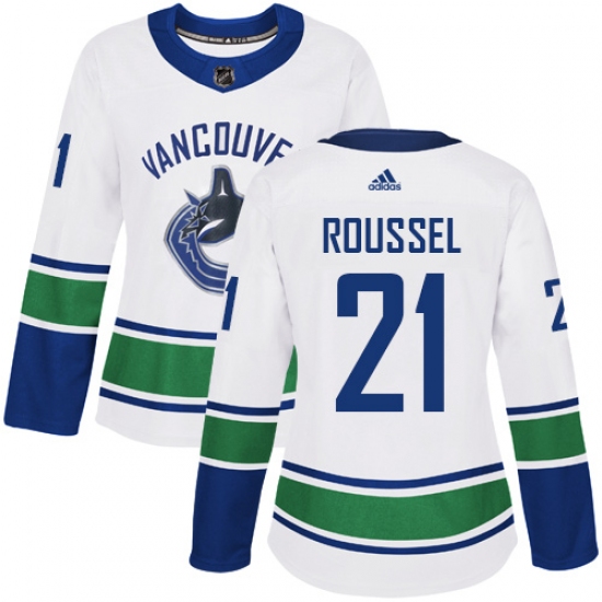 Women's Adidas Vancouver Canucks #21 Antoine Roussel Authentic White Away NHL Jersey - Ujersey