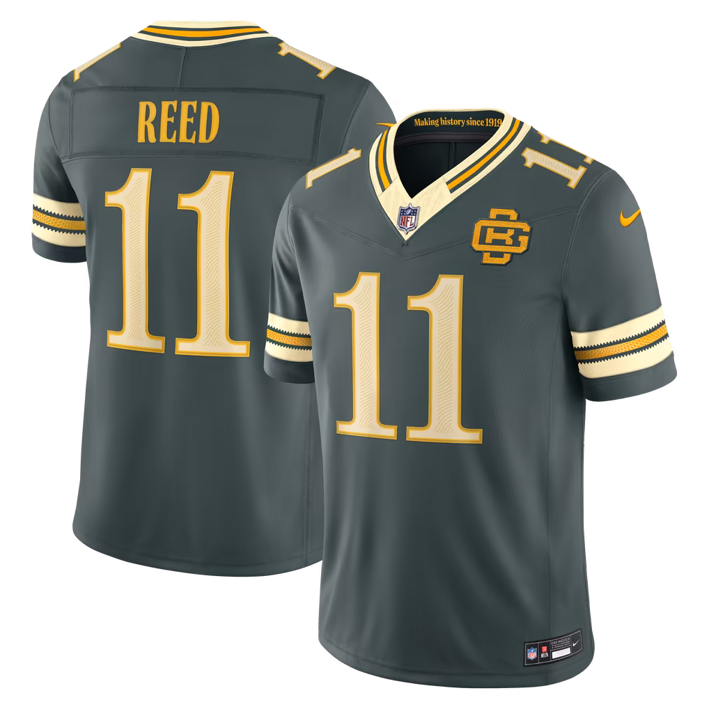Men's Green Bay Packers Jayden Reed Nike Green 2026 Rivalries Collection Stitched Limited Jersey - Ujersey
