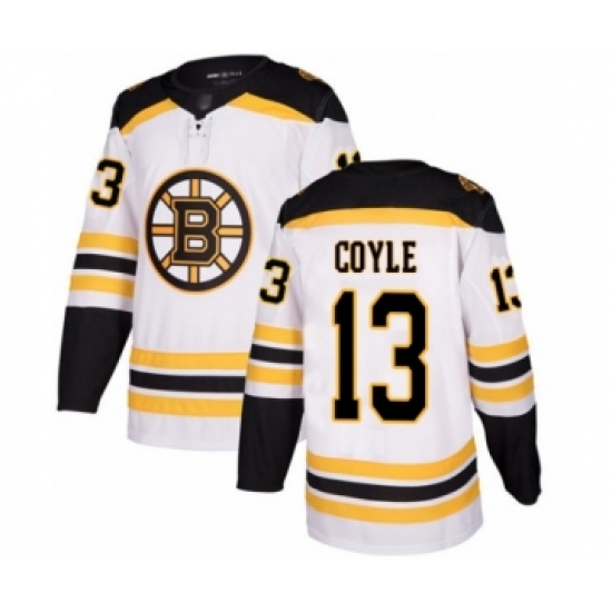 Men's Boston Bruins #13 Charlie Coyle Authentic White Away Hockey Jersey - Ujersey