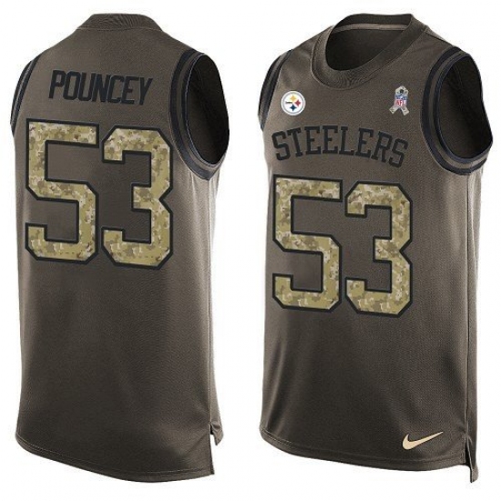 Men's Nike Pittsburgh Steelers #53 Maurkice Pouncey Limited Green Salute to Service Tank Top NFL Jersey - Ujersey