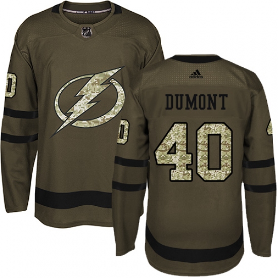 Youth Adidas Tampa Bay Lightning #40 Gabriel Dumont Authentic Green Salute to Service NHL Jersey - Ujersey