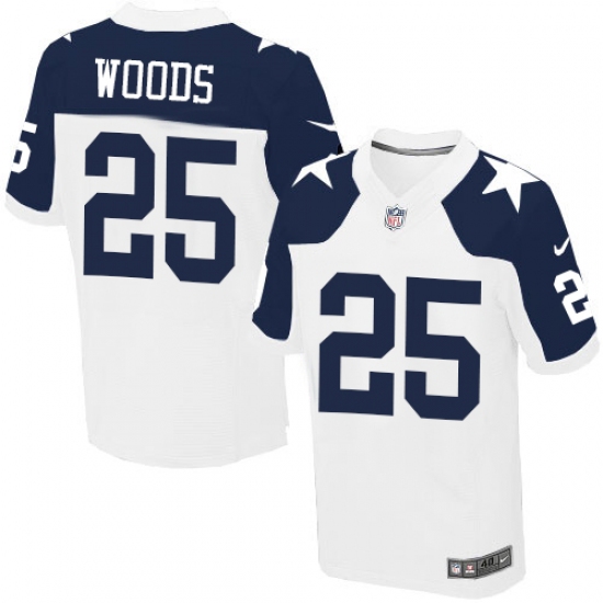 Men's Nike Dallas Cowboys #25 Xavier Woods Elite White Throwback Alternate NFL Jersey