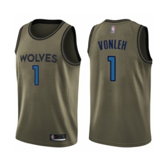 Men's Minnesota Timberwolves #1 Noah Vonleh Swingman Green Salute to Service Basketball Jersey - Ujersey