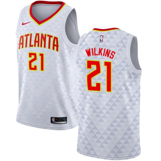 Youth Nike Atlanta Hawks #21 Dominique Wilkins Authentic White NBA Jersey - Association Edition - Ujersey