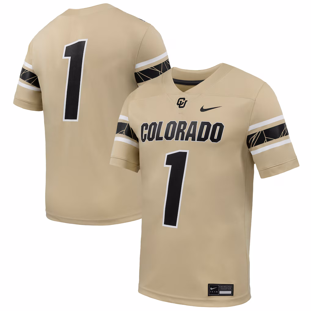 Men's Nike #1 Gold Colorado Buffaloes Alternate Game Football Jersey