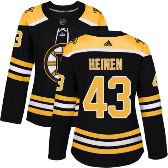 Women's Adidas Boston Bruins #43 Danton Heinen Authentic Black Home NHL Jersey - Ujersey