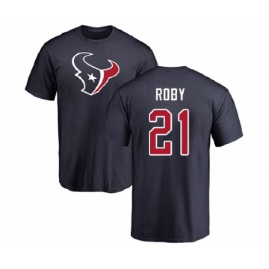 Football Houston Texans #21 Bradley Roby Navy Blue Name & Number Logo T-Shirt - Ujersey NHL