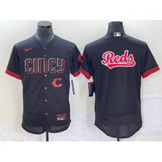 Men's Cincinnati Reds Blank Black 2023 City Connect Flex Base Stitched Jersey 1 - Ujersey