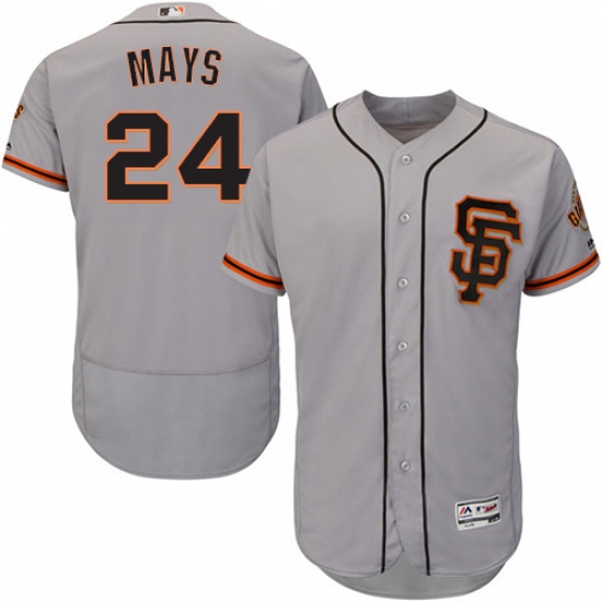 Men's Majestic San Francisco Giants #24 Willie Mays Grey Alternate Flex Base Authentic Collection MLB Jersey - Ujersey