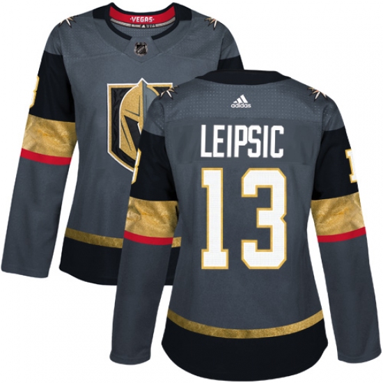 Women's Adidas Vegas Golden Knights #13 Brendan Leipsic Authentic Gray Home NHL Jersey - Ujersey