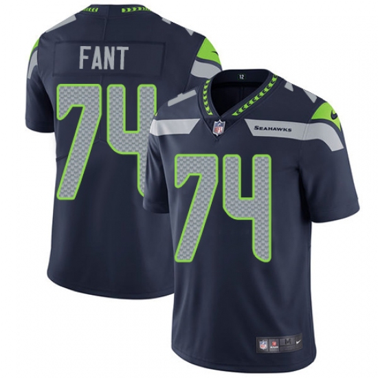 Men's Nike Seattle Seahawks #74 George Fant Steel Blue Team Color Vapor Untouchable Limited Player NFL Jersey - Ujersey