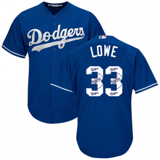 Men's Majestic Los Angeles Dodgers #33 Mark Lowe Authentic Royal Blue Team Logo Fashion Cool Base MLB Jersey - Ujersey