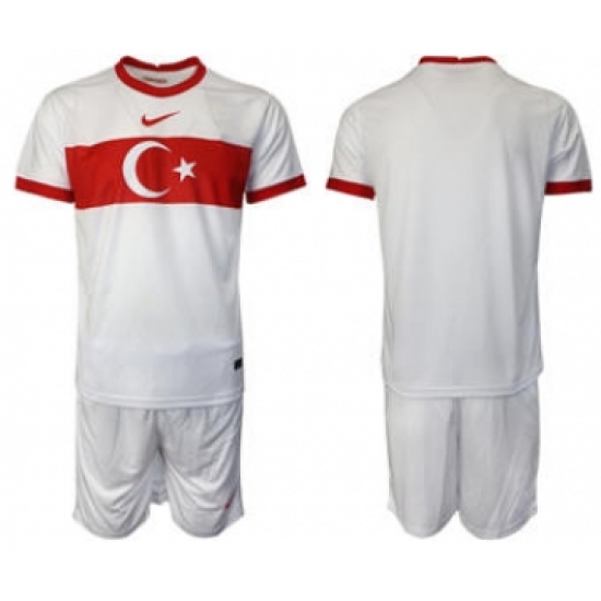 Men's Turkey Custom Euro 2021 White Soccer Jersey and Shorts - Ujersey