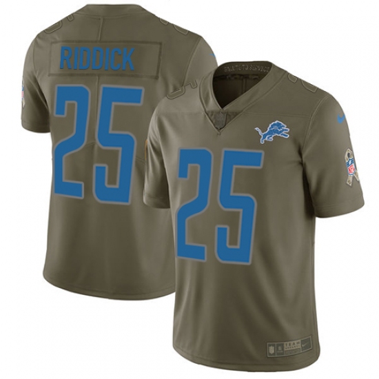 Youth Nike Detroit Lions #25 Theo Riddick Limited Olive 2017 Salute to Service NFL Jersey - Ujersey