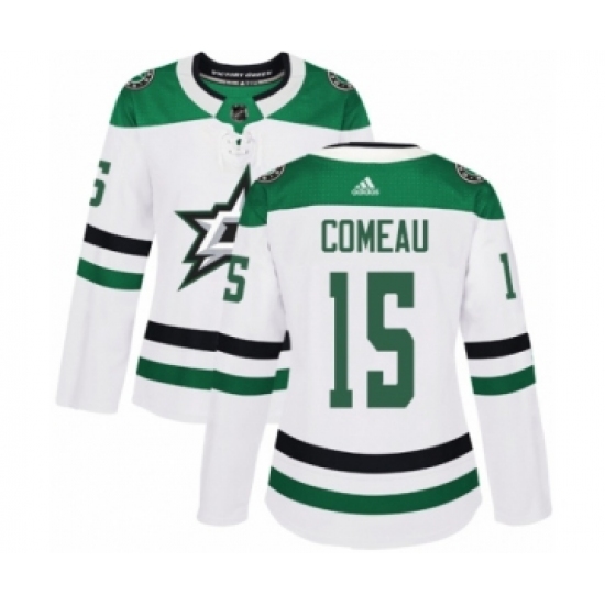 Women's Adidas Dallas Stars #15 Blake Comeau Authentic White Away NHL Jersey - Ujersey