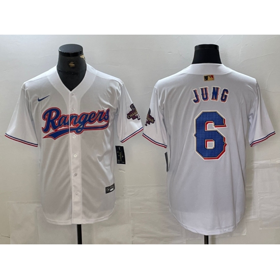Men's Texas Rangers #6 Josh Jung White 2023 World Series Champions Cool Base Jersey - Ujersey