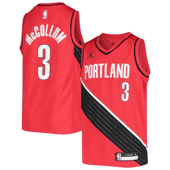 Youth Portland Trail Blazers #3 C.J. McCollum Jordan Brand Red 2020-21 Swingman Jersey