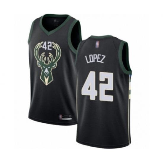 Women's Milwaukee Bucks #42 Robin Lopez Swingman Black Basketball Jersey - Statement Edition - Ujersey