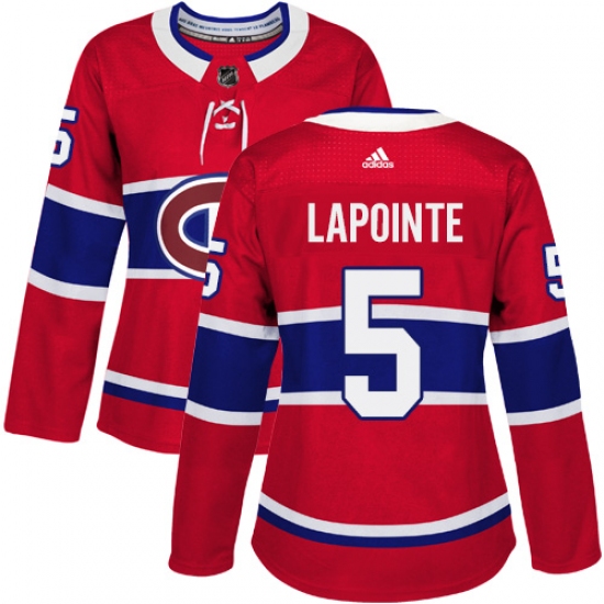 Women's Adidas Montreal Canadiens #5 Guy Lapointe Authentic Red Home NHL Jersey - Ujersey