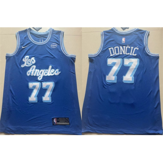 Men's Los Angeles Lakers #77 Luka Doncic Blue 2025 Stitched Basketball Jersey - Ujersey