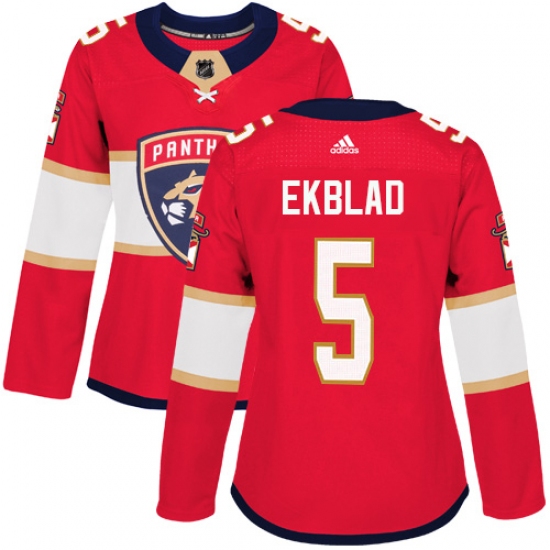 Women's Adidas Florida Panthers #5 Aaron Ekblad Premier Red Home NHL Jersey - Ujersey