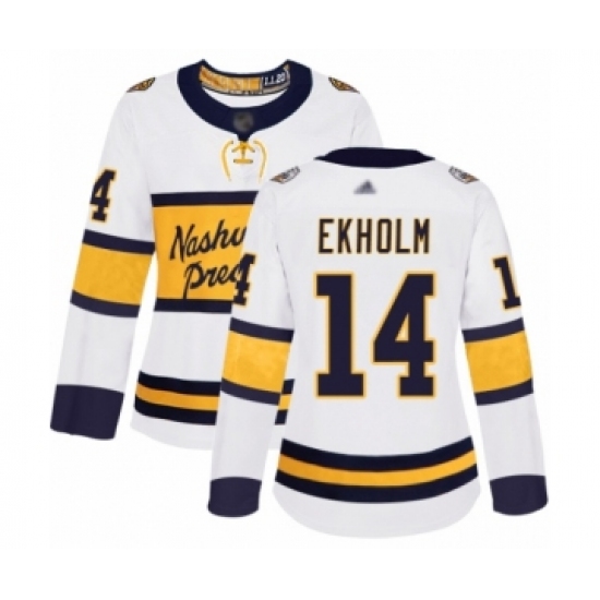 Women's Nashville Predators #14 Mattias Ekholm Authentic White 2020 Winter Classic Hockey Jersey - Ujersey