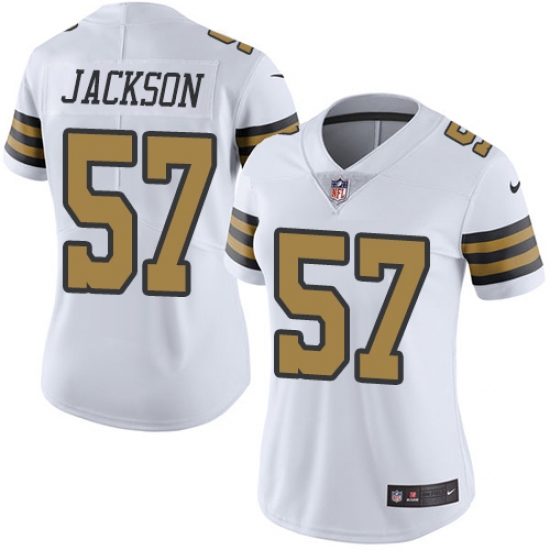 Women's Nike New Orleans Saints #57 Rickey Jackson Limited White Rush Vapor Untouchable NFL Jersey - Ujersey