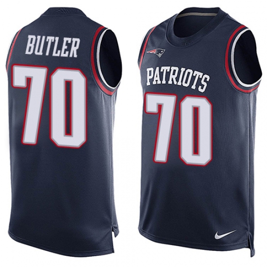 Men's Nike New England Patriots #70 Adam Butler Limited Navy Blue Player Name & Number Tank Top NFL Jersey - Ujersey