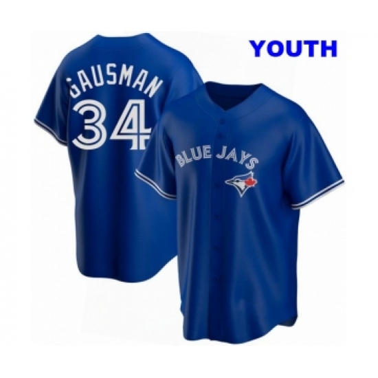 YOUTH TORONTO BLUE JAYS #34 KEVIN GAUSMAN ROYAL ALTERNATE JERSEY - Ujersey