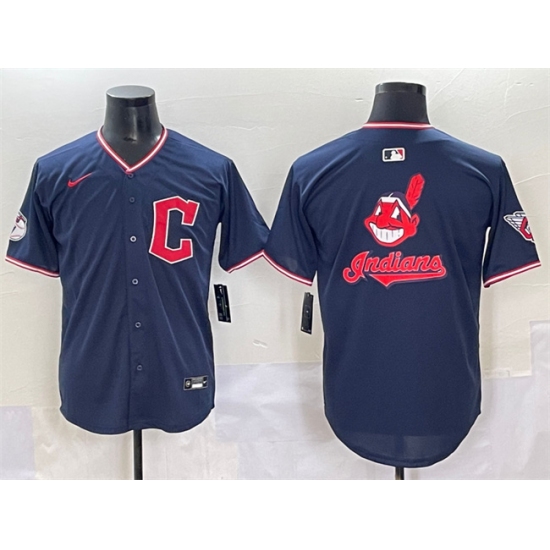Men's Cleveland Guardians Team Big Logo Navy 2025 Alternate Limited Stitched Baseball Jersey - Ujersey