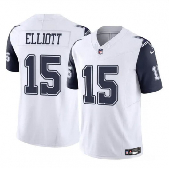 Men's Dallas Cowboys #15 Ezekiel Elliott White 2023 F.U.S.E Color Rush Limited Football Stitched Jersey - Ujersey