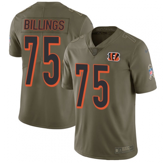 Youth Nike Cincinnati Bengals #75 Andrew Billings Limited Olive 2017 Salute to Service NFL Jersey - Ujersey