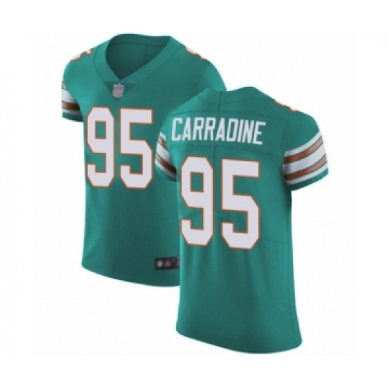 Men's Miami Dolphins #95 Tank Carradine Aqua Green Alternate Vapor Untouchable Elite Player Football Jersey - Ujersey